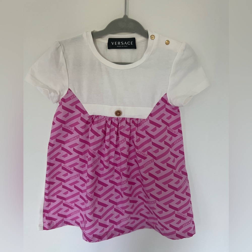Versace Kids White and Pink Geometric Tee